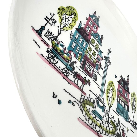 Metlox Poppytrail City Scene Dinner Plates Set Of 2 Vintage California Pottery - Picture 13 of 16